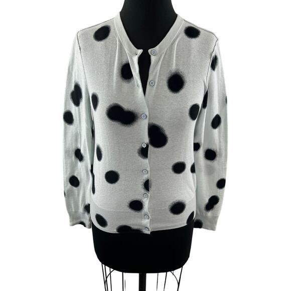 Marc By Marc Jacobs Black White Top Cotton Polka Dots Button-Up Cardigan Small S - Picture 2 of 10